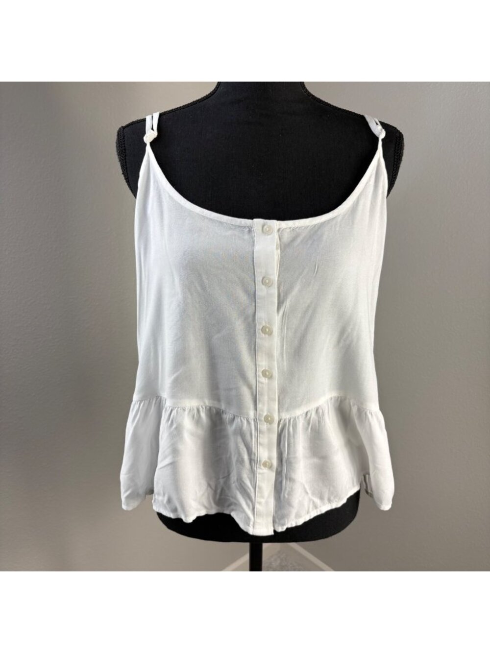 Vero Moda Womens White Sleeveless Button-Up Peplum Top XL Lenzing Ecovero New
